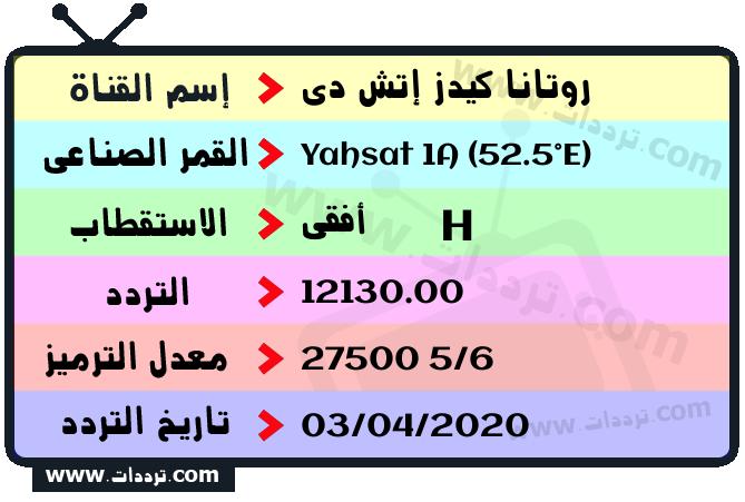 تردد قناة روتانا كيدز إتش دي على القمر ياه سات 1 52.5 شرقا 2024